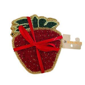 Hand Beaded Strawberry Coaster Set by On Cloud 9
